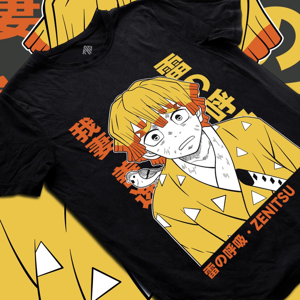 

Demon Slayer Zenitsu Shirt Lightning Style Anime Fan Tee 4XL
