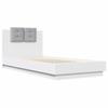 VidaXL Bed Frames with Headboard, Single Bed with Slat Base, Adult Bedroom Bed, Modern, White 90x200 Cm Wood 3209940