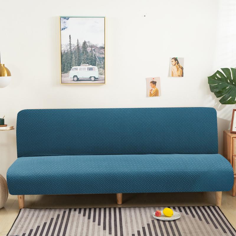 11 Farben Jacquard Sofabettbezug Armloser Sofabezug für Wohnzimmer Kariert Gerader Sofabezug Überwurf Futonbezug für Zuhause