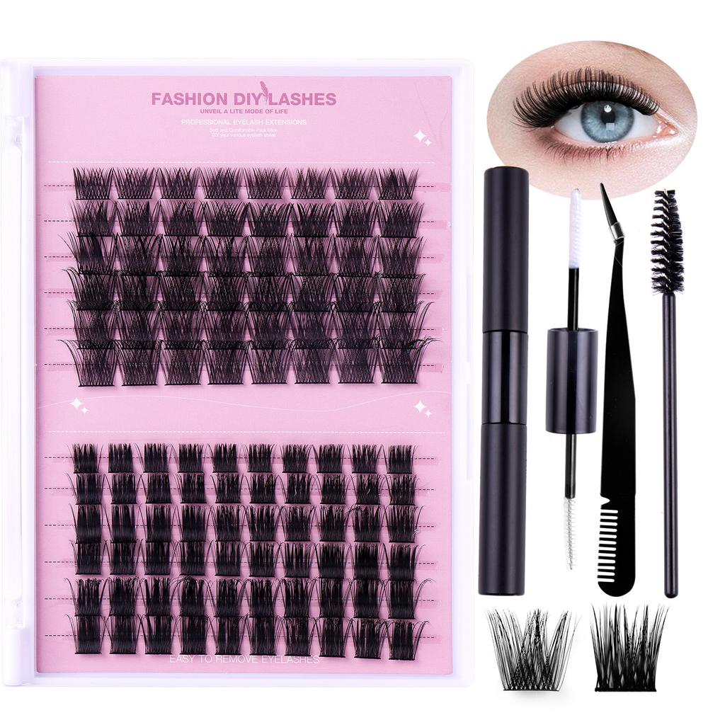 Naturalny, gruby, segmentowany zestaw sztucznych rzęs o dużej pojemności, podkręcony, skośny, latający, pojedynczy kępka rzęs