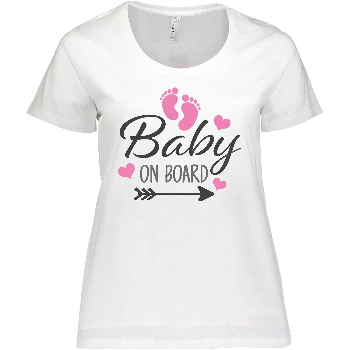 

Inktastic Baby On Board With Arrow Pink Footprints And Plus Size kids boys T-Shirt 100