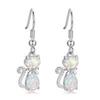 European And American Rose Gold Blue And White Diamonds Cat Bow Earrings Womens Versatile Ear Hooks