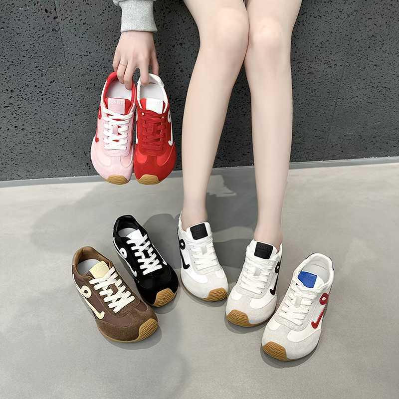 

Женские повседневные туфли-лоферы Luo s 2025 Autumn German Colorblock Forrest Gump Waffle 40 чёрный