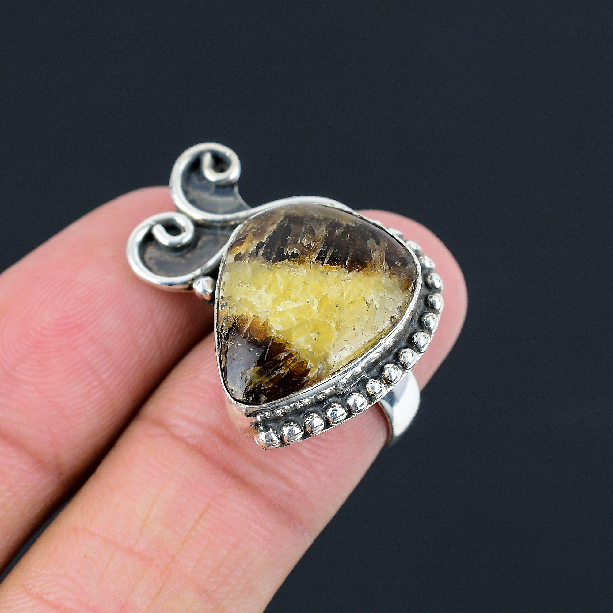 Sterling Silver Root Chakra Septarian Stone Promise Handmade Ring Jewelry Size 7 7