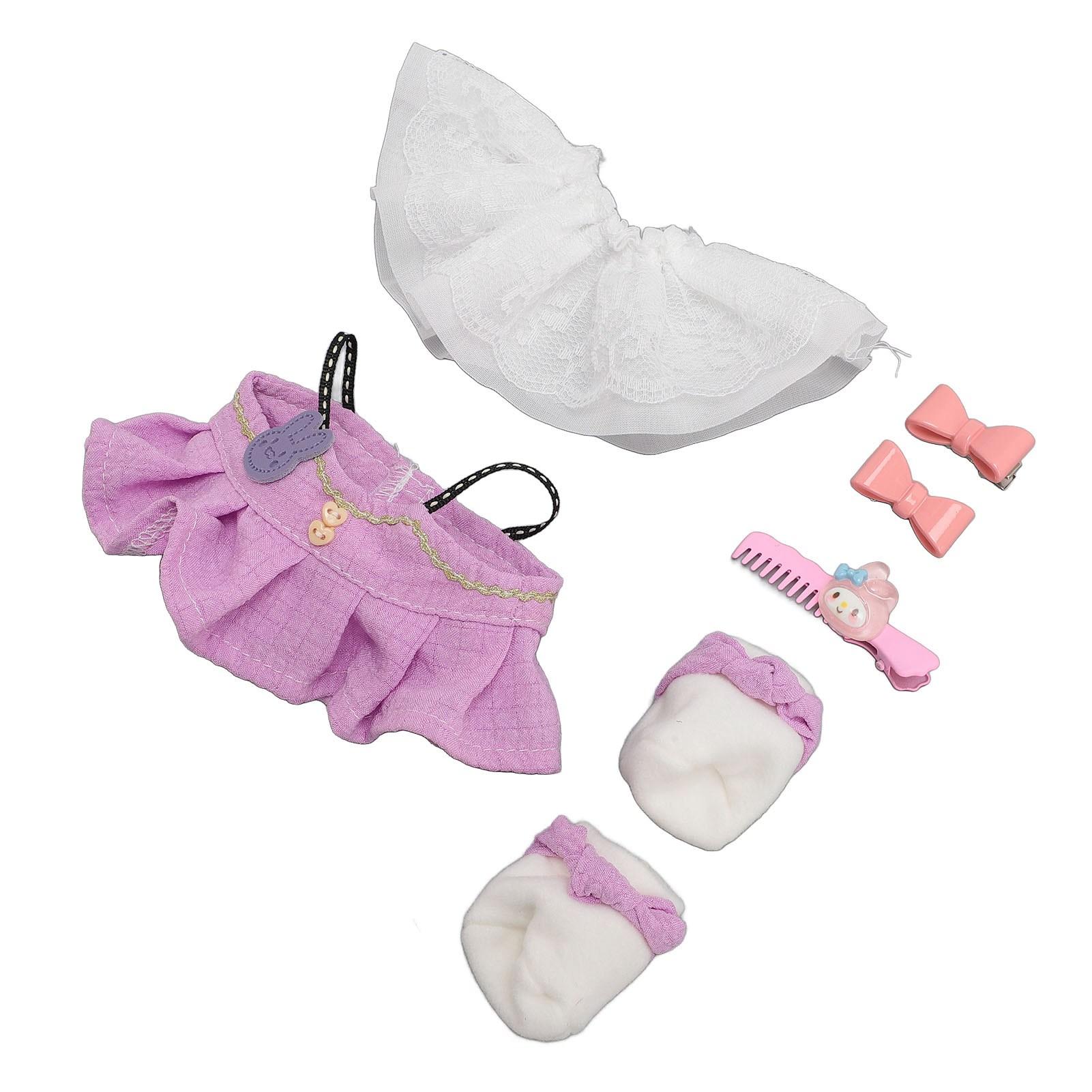 

Плюшевая Кукла Одежда Шарнирные Куклы Одежда Аксессуары Бант Юбка Платье Обувь Заколки для Волос 20см фиолетовый