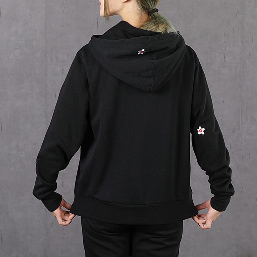 Nike Embroidered Floral Fleece Hoodie Women Tops Black CJ2167-010