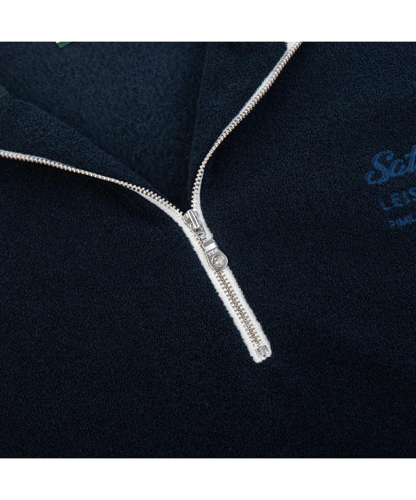 Seleodeilejeokeulleob Leisure Terry Fleece Half Zip-Up Sweater(Unisex) - Navy & Ivory