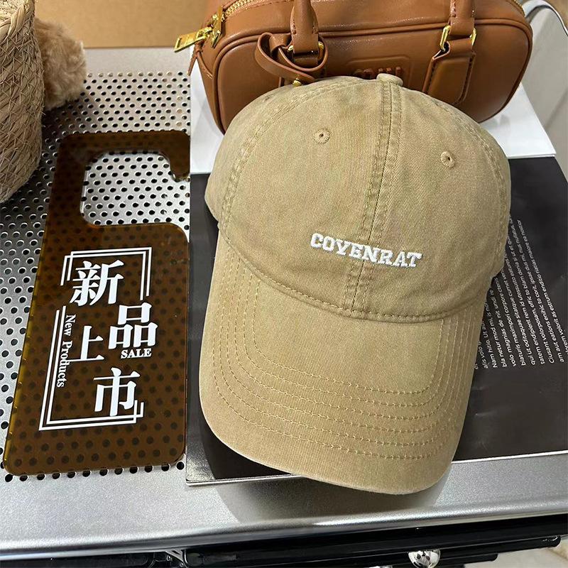 Fashion Hat New Hat Women's Old Washed Cotton Textured Baseball Cap Versatile Face Small Hat Women's Korean Edition Embroidered Cap