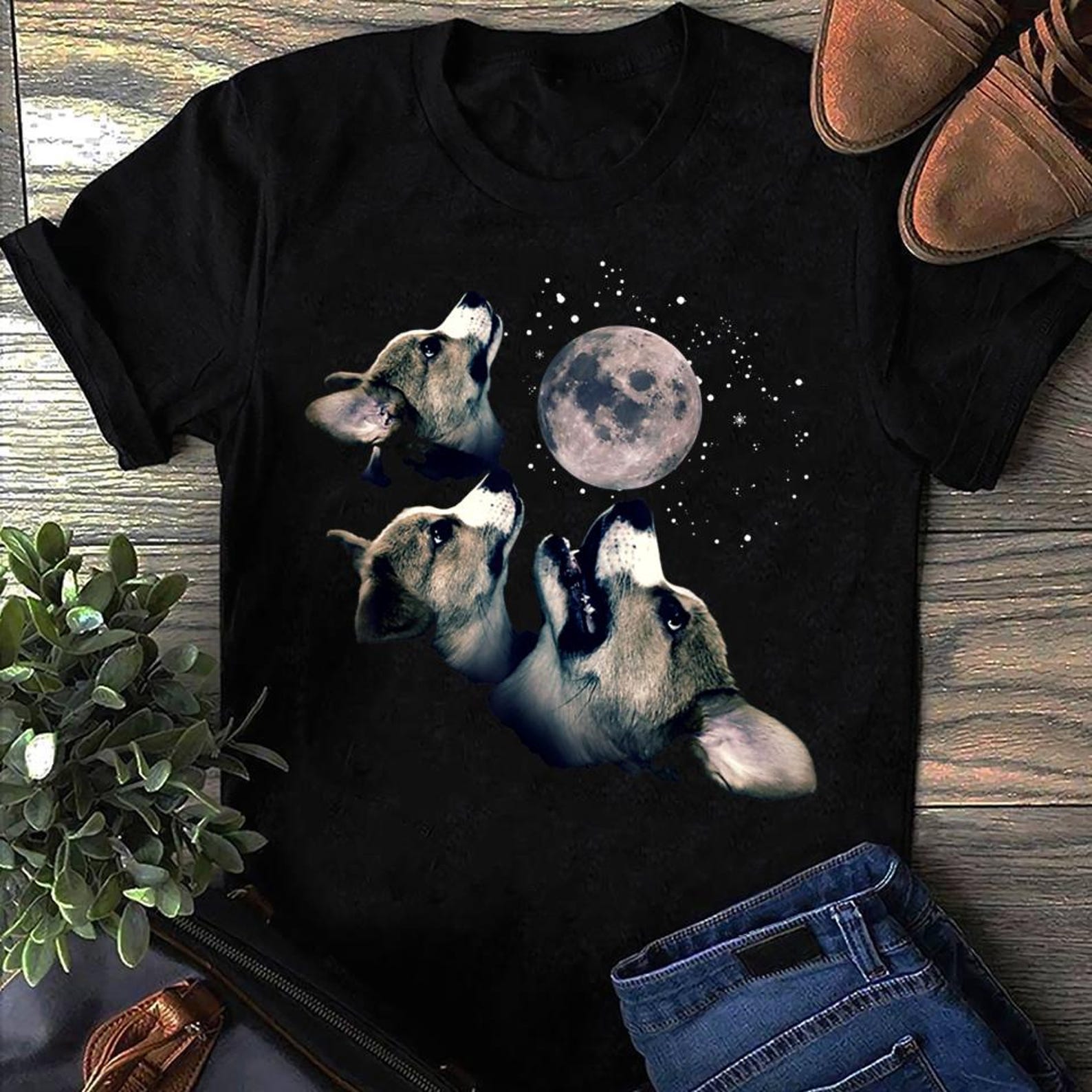 Corgi Moon Wolf Parody T-Shirt: Funny Dog Lover Gift 3XL