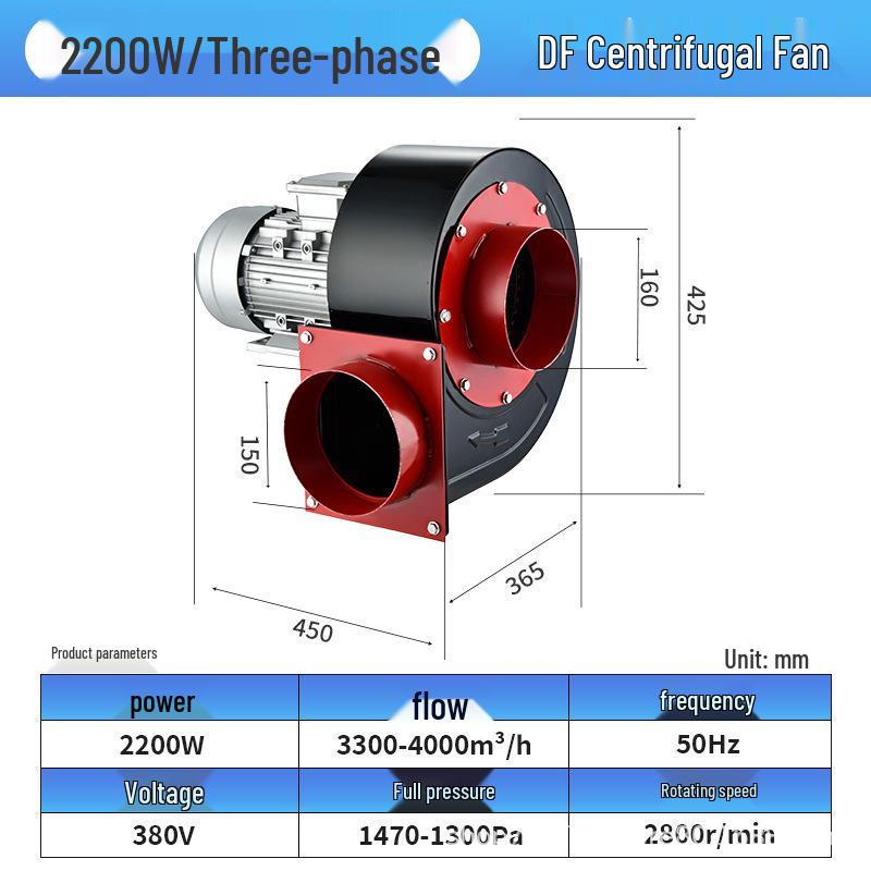 Compact High-Pressure Centrifugal Fan for Kitchen and Laboratory Ventilation