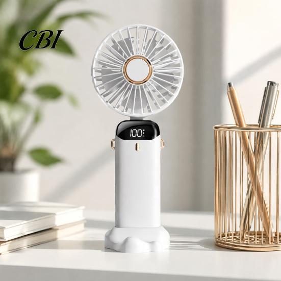 Battery Operated Fan Foldable Handheld Fan, Rechargeable USB Mini Desk with 5 Speed, Adjustable Speed LED Display, Portable Personal Cooling for Home