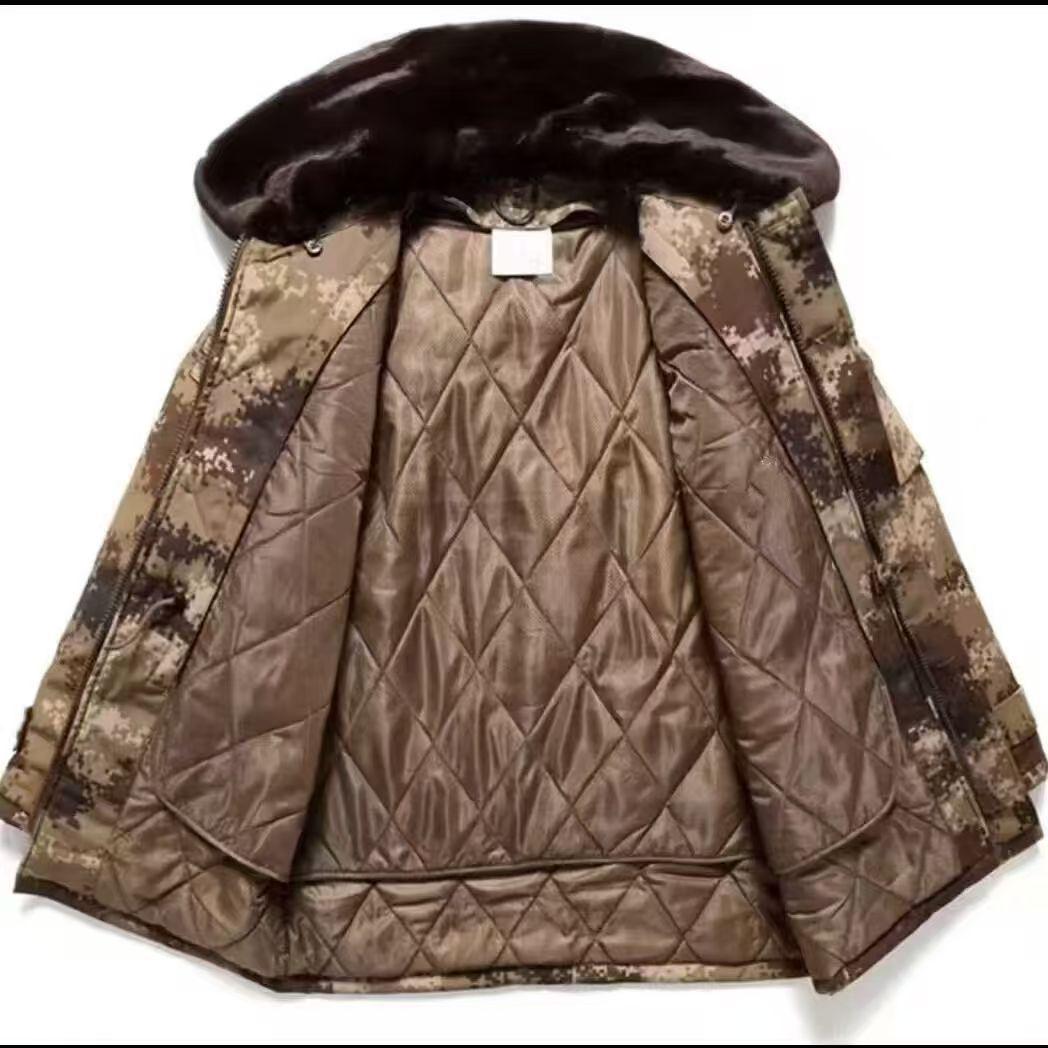 

Mid-Length Camouflage Fleece-Lined Windproof Cotton Coat - Waterproof, Cold-Resistant, Thick for Warmth, Suitable for Cold Storage Work. 175 [Fits 130-145 pounds]