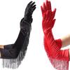 Vintage Long Tassel Gloves Stretch Women Long Gloves New Fringe Fingerless Gloves