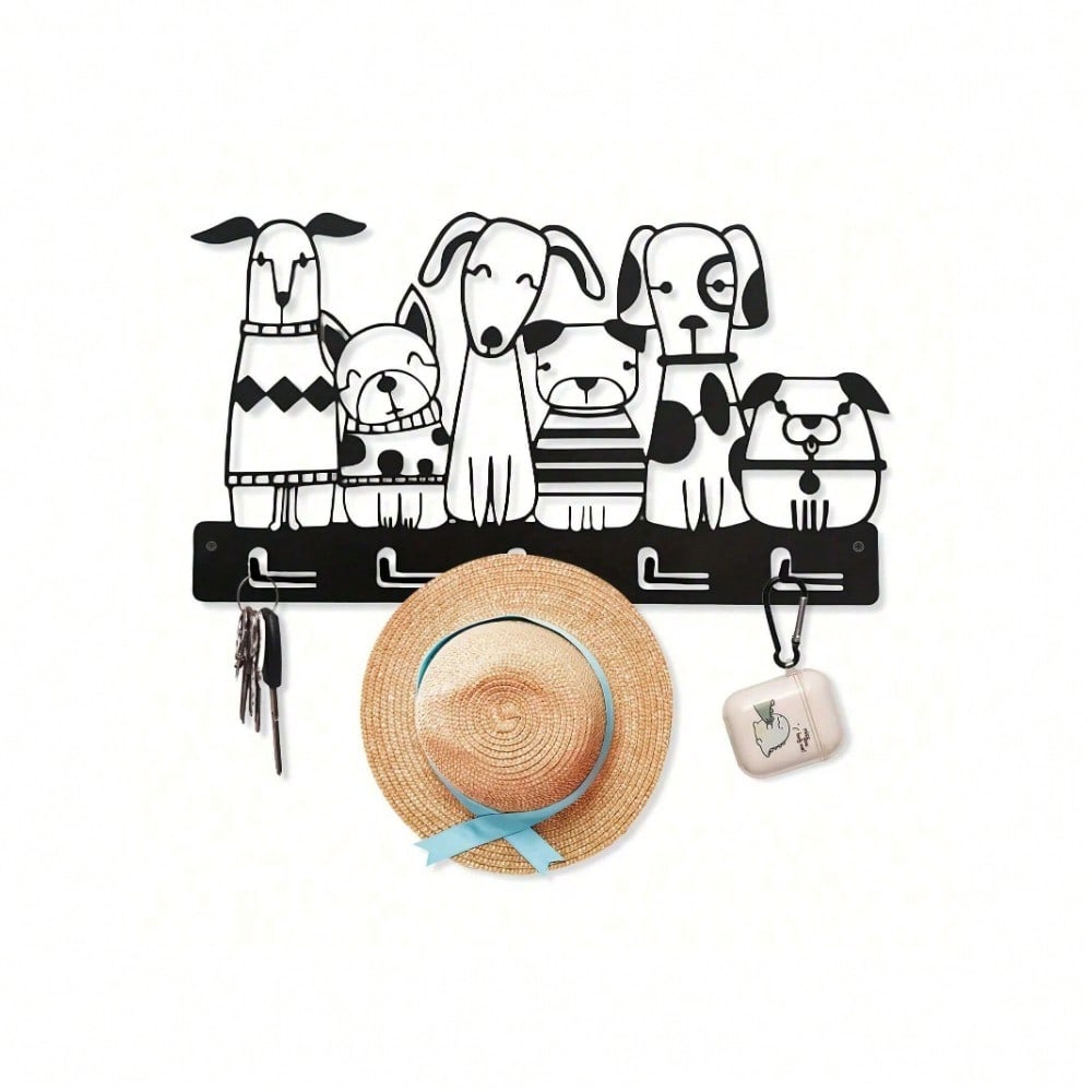 Creative Animal Wrought Iron Wall Mounted Key Holder with Screws and Expansion Bolts