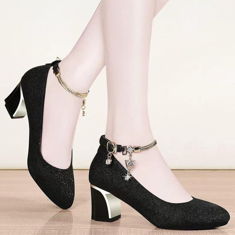 2026 Summer Women Round Toe High Heel Shoes Spring Buckle Solid Color Designer Shoes Comfortable Anti-slip Pumps