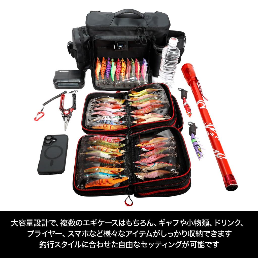 DRESS Eging Egi Tackle Shoulder for Bigfin Reef Sizes and Bag, Lure-Specific, Waterproof, Run-and-Gun Bag, Bag/Backpack, Multifunctional, Beginners,