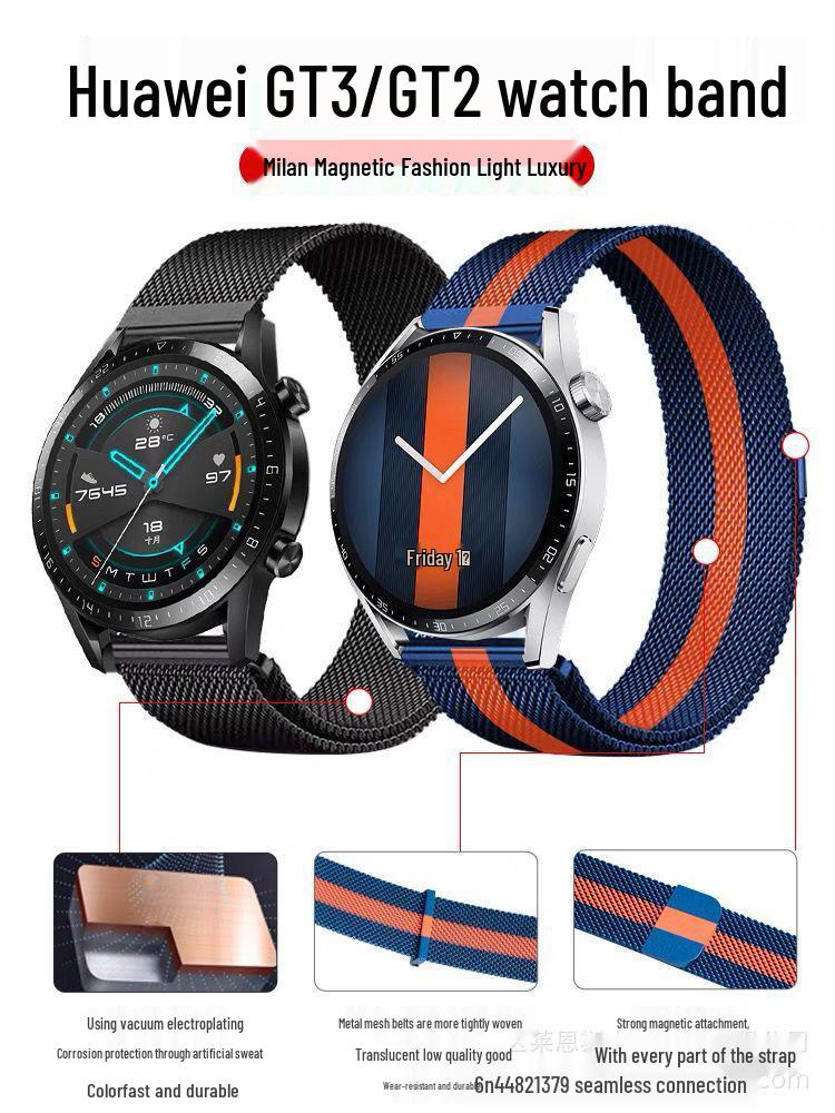 Compatible Huawei GT4 Milanese Magnetic Strap for Apple Watch S7 & Samsung