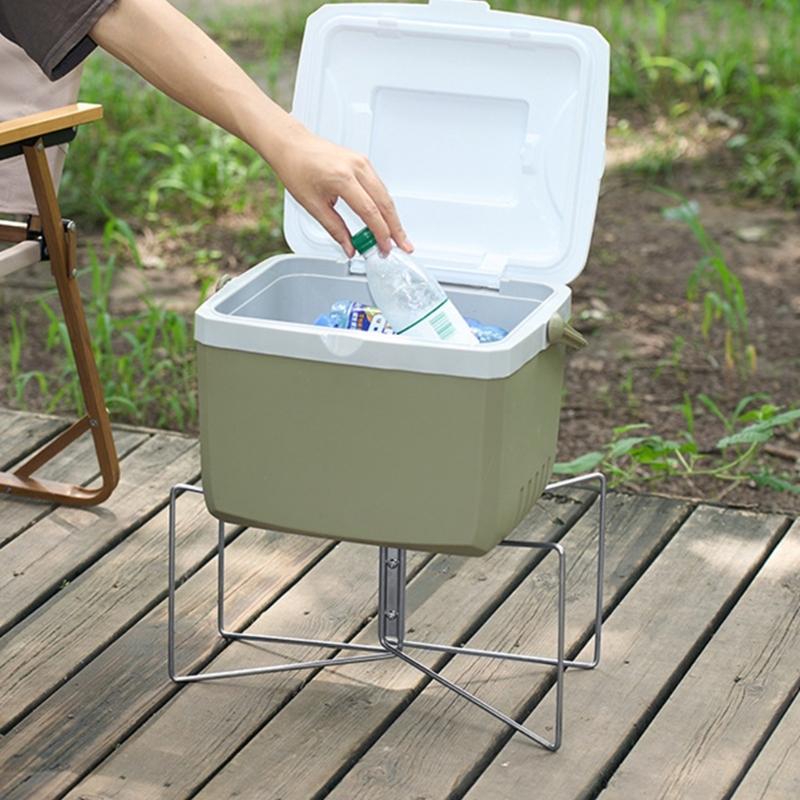 Camping Folding Coolers Stand Storage Box Bracket Metal Luggage Rack Portable Ices Box Holder for Outdoor Travel Cooking