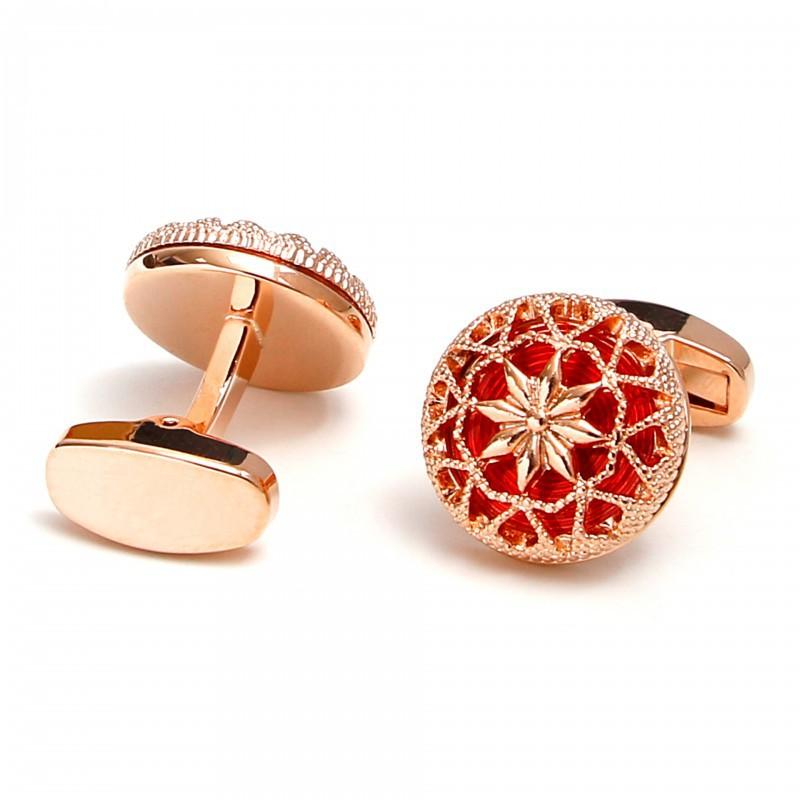 

Exquisite Creative Hollow Pattern Design Round 3-color Optional Men s Cufflinks copper