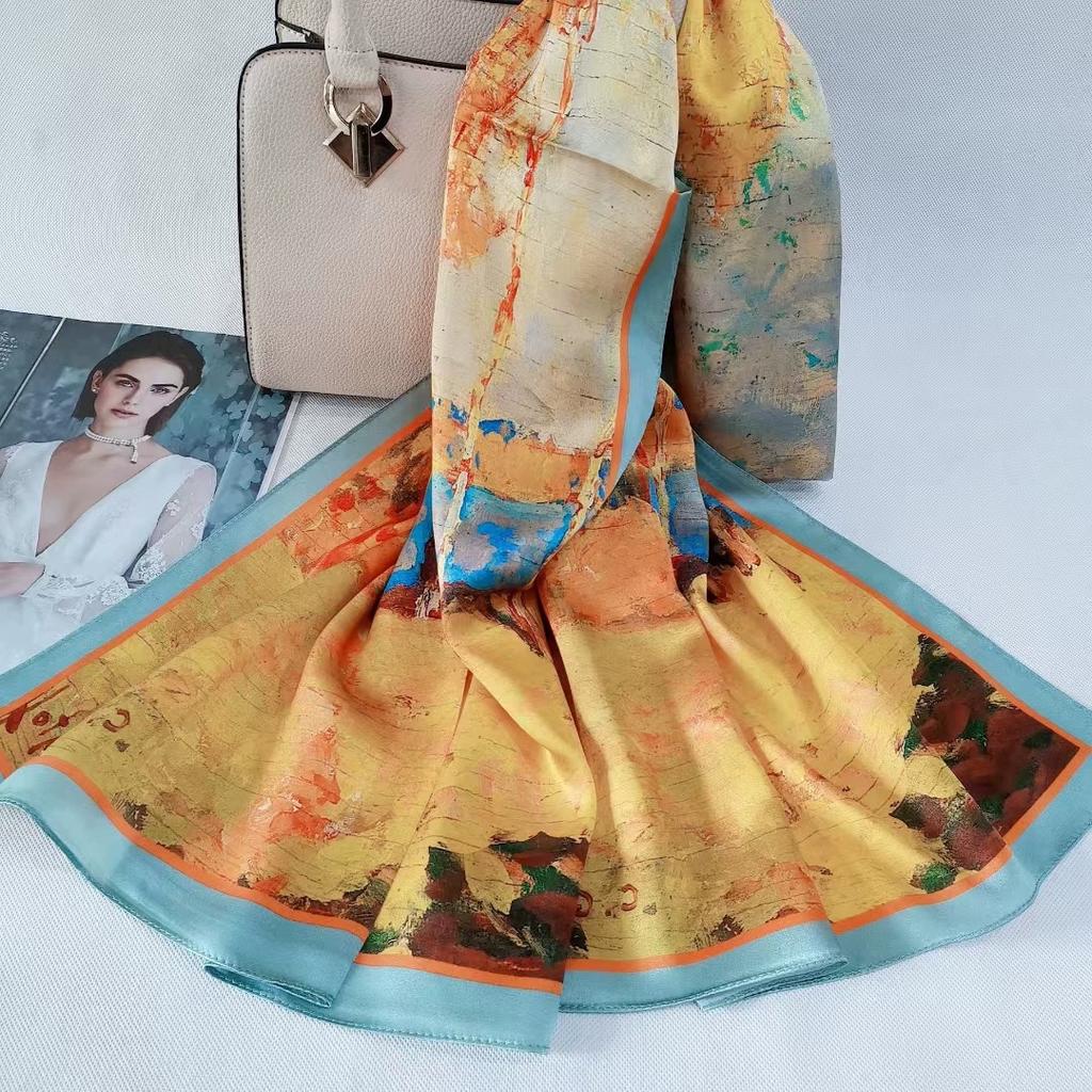 Hochwertiger 100% Seiden Schal Tuch Hijab Wickeltuch Damen Blumig Frühling Sommer Strand Seiden Schals