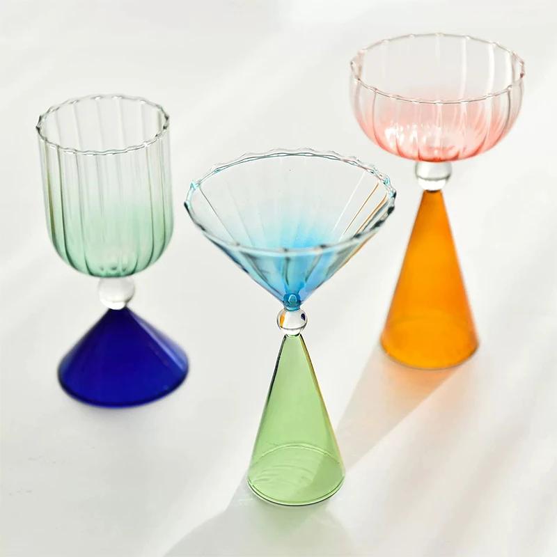 Ice Cream Glass Cup Colorful Cocktail Cup Mojito Champagne Yogurt Goblet Cup Dessert Cup Bar Party Home DrinkWare Goblet Bowl