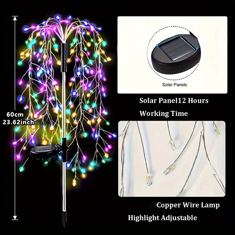 

120/200 светодиодов Солнечные огни фейерверков Ива 8 режимов освещения Подходят для двора сада дорожки и вечеринки Декоративный свет 120LEDs