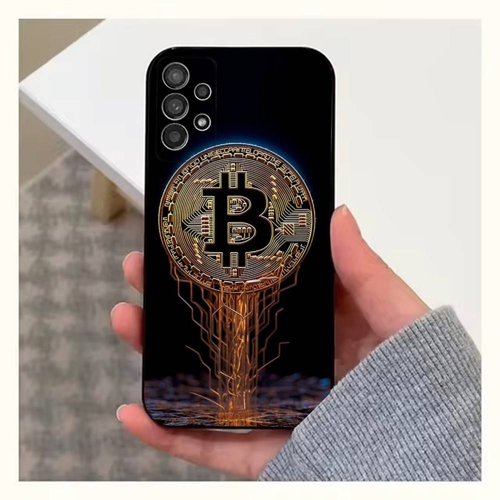Bitcoin Digital Currency Phone Case For Samsung S22,S21,S20,S10,S9,S25,S24,S23,Ultra,FE,Plus,Lite,Soft Silicone Black