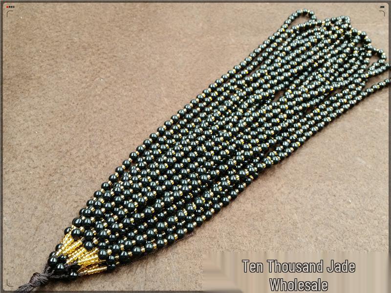 Black Obsidian Cylinder Bead Necklace Cord