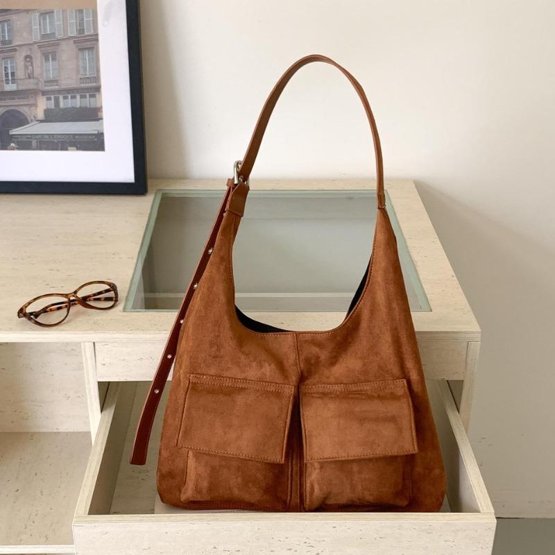 New suede bag retro fashion women's shoulder bag large capacity autumn and winter suede commuter tote bag women