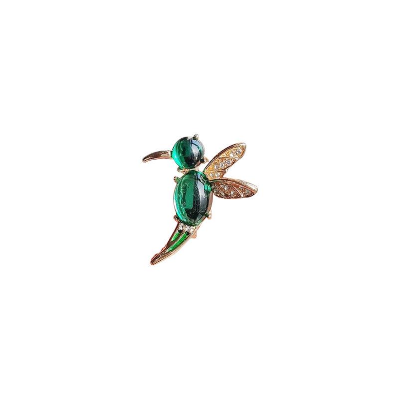 High-End Temperament Hummingbird Brooch Fashion Versatile Opal Bird Pin Cardigan Anti-Light Corsage For Men And Women