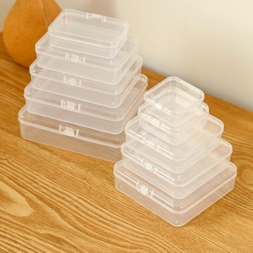 Rectangle Plastic Jewelry Case Flip Cover Sewing Storage Box Hair Clips Boxes  Gift Packaging