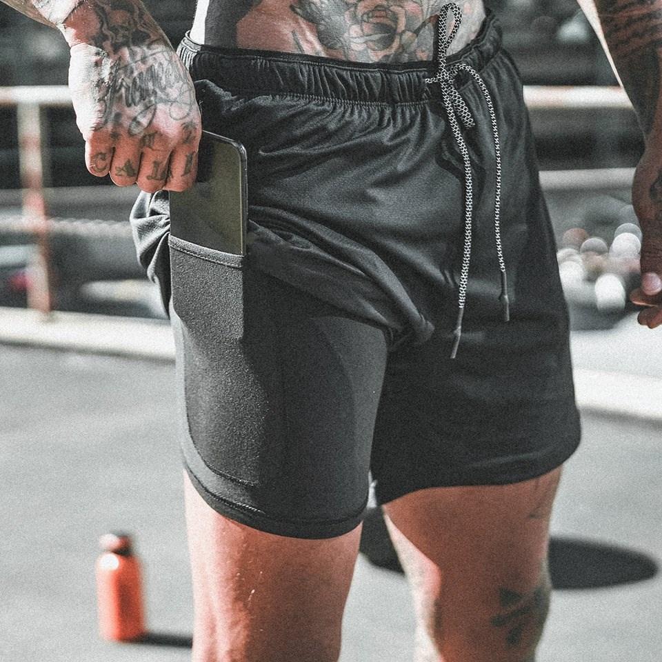 Men's Athletic Double-Layer Running Shorts - Trendy, Casual, Outdoor Fitness Wear