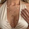Irregular Design Tassel Necklace Hammered Texture Y-shaped Necklace Long Necklace  Vacation Style