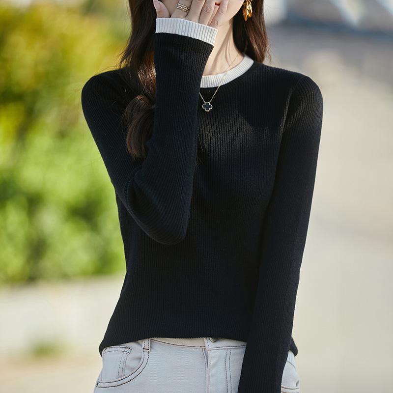 Women's Wool Sweater Qinghe Cashmere 50% Silk 50% Wool Autumn and Winter Wool Pullover Soft and Warm