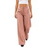 Women's Retro Loose Fit Wide Leg Casual Pants with Button Front for Everyday Wear