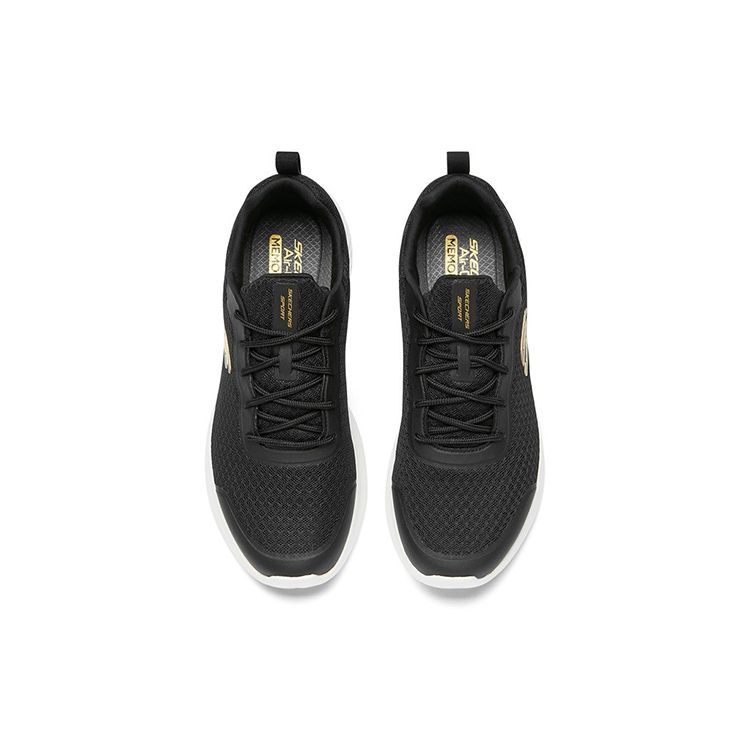 Skechers Bounder Fabric Mesh Shock Absorbing Breathable Low Top Casual Shoes Men Sneakers Black White 232005-BKGD