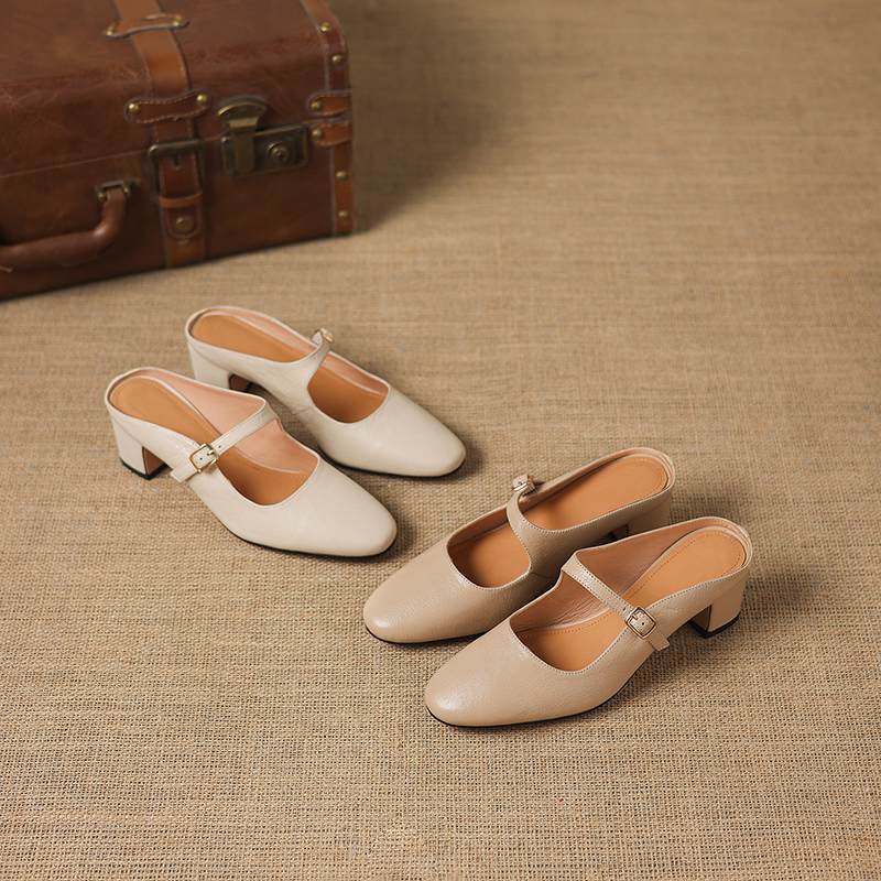 Krazing Pot sheepskin mules Summer Size 42 round Toe slip on Women Shallow Pumps