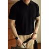 Men's Designer V-Neck Polo Shirt: Short-Sleeved, Loose Fit, Solid Color, Trendy Spring/Summer Fashion