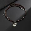 SHIXIN Minimalist White/Brown Wooden Bead Chain Choker Necklace for Men New Trendy Sun Pendant Necklace Male Jewelry Accessories
