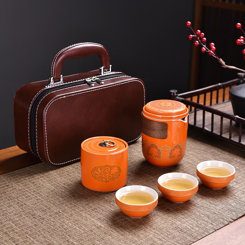 Ceramic Kuaike Cup Simple Set One Pot Three Cups Travel Tea Set with Tea Can Practical Business Gifts