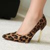 Sexy Leopard Women's High Heels Pumps Dance Shoes Point Toe Stiletto Metal Heeled Party Dress Fetish Shoe Ladies 2025 Spring New