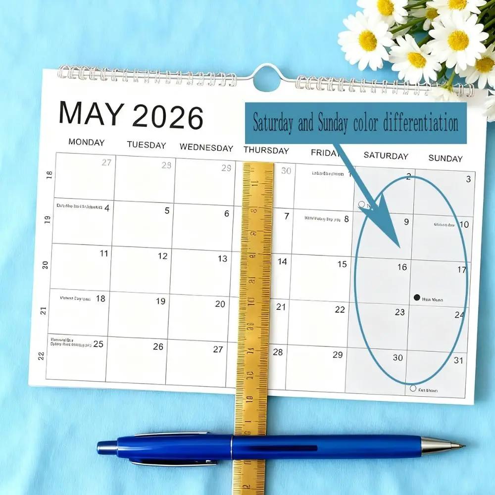 New Jan. 2026 - Jun. 2027 2026 Calendar with Hook Holidays Marked Wall Calendar Thick Paper Colorful Hanging Calendar Office