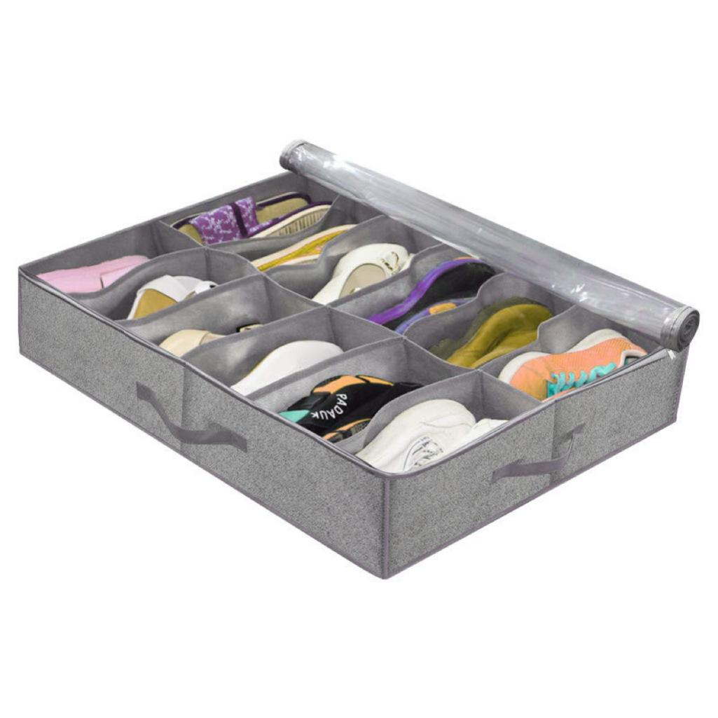 

1 Pc Under Bed Shoe Storage Organizer Can Accommodate 12 to 16 Pairs Of Shoes With Transparent Window Breathable Foldable