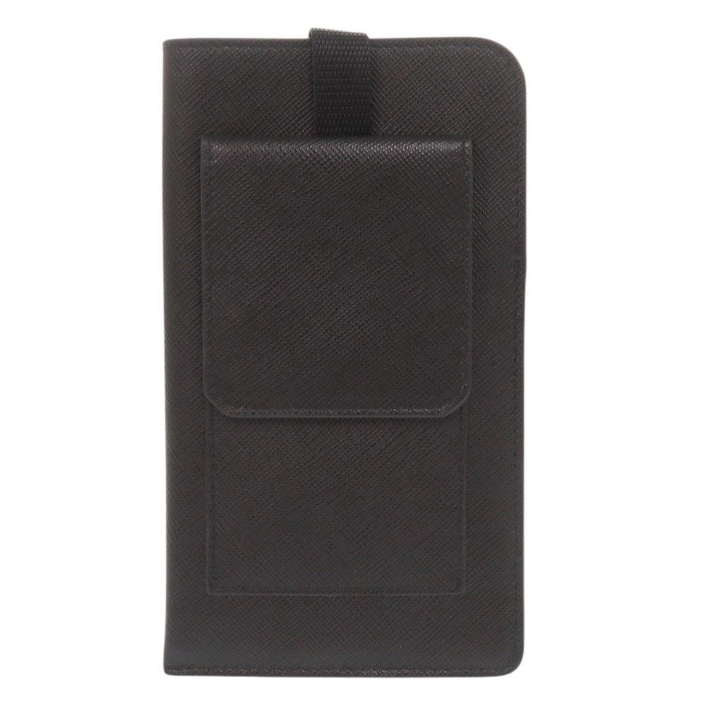 Used AUTHENTIC PRADA Phone case neck pouch Triangle logo Saffiano Black