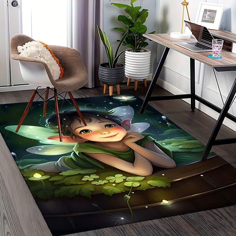 1pc Tinkerbell Fairy Chair Mat - Anime Cartoon Design, Non-Slip Carpet for Office Chairs, Suitable for Home Decor, Living Room, Bedroom, Game Room - F