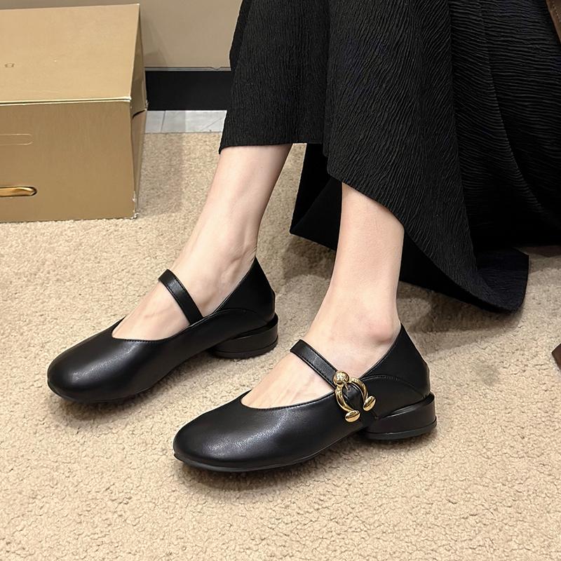 Fashion Women's Fashion Single Shoes Spring New Round Head Mid-mouth Soft Sole Anti-slip Wear-resistant Low-top Shoes