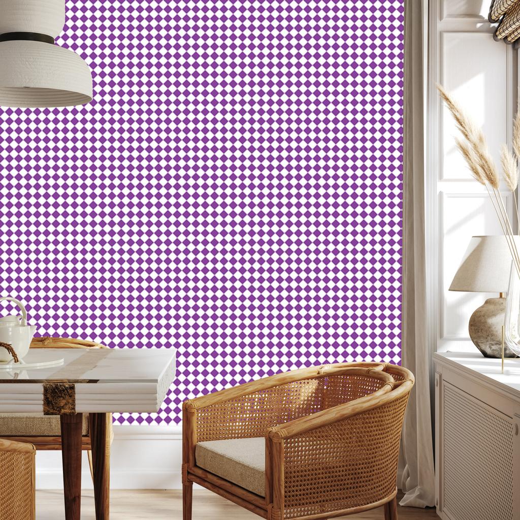 Geometric Diamonds Wallpaper Purple, White, and Lavender 50x1000