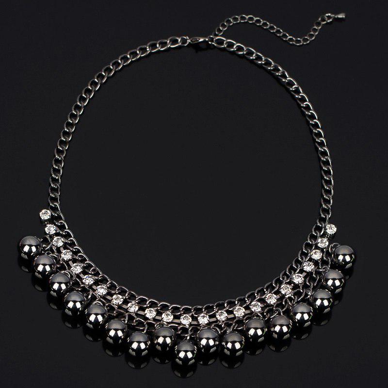 Luxury Jewelry Vintage Black Balls Crystal Necklace Charm Collar Statement Choker Pendants for Women