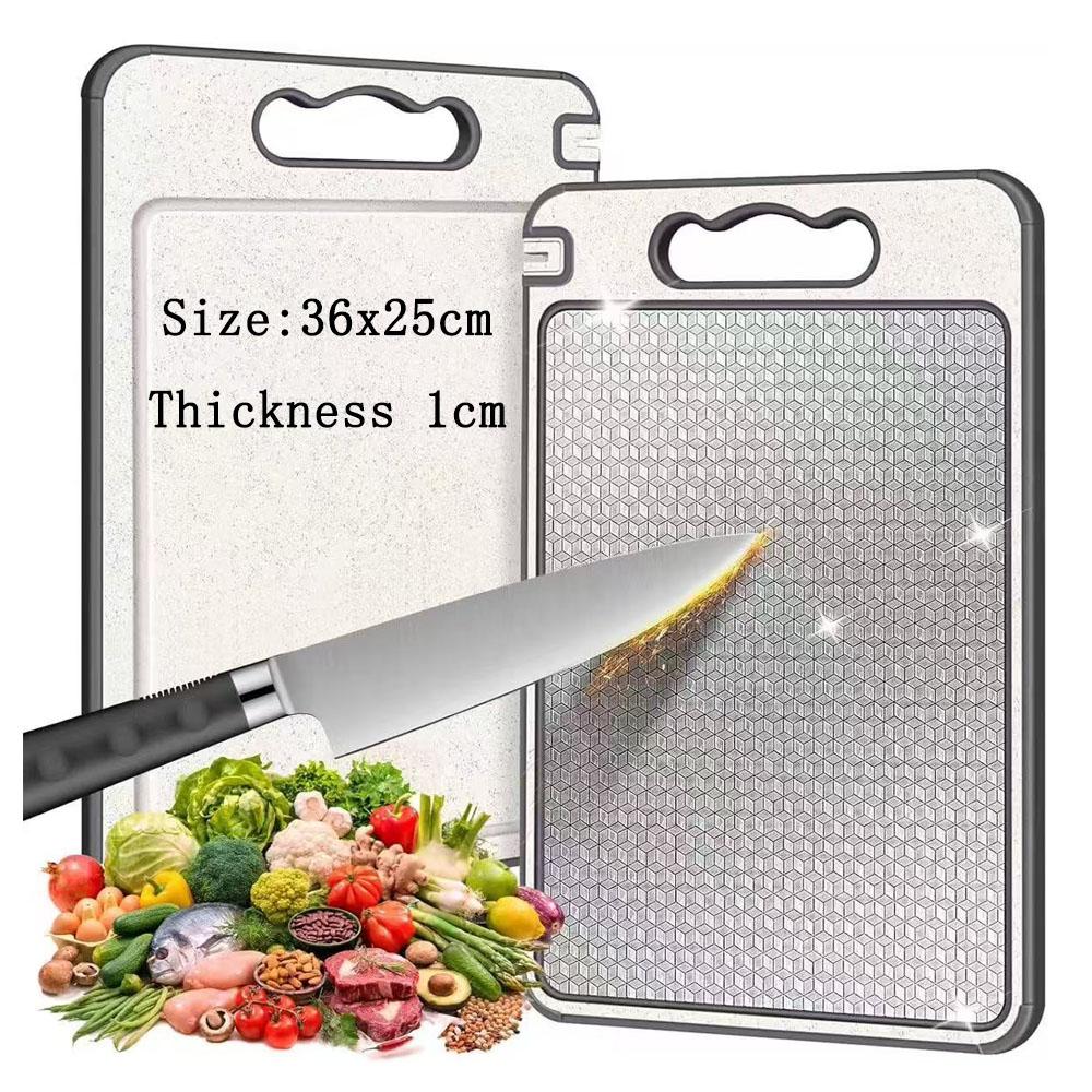 Cutting Board Double Sided Titanium Cutting Boards for Kitchen Double Sided Food Grade Pure Titanium Wheat Straw PP Easy to Clea