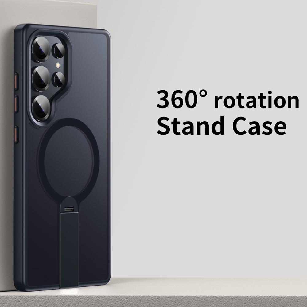KEYSION 360 Hidden Metal Stand Magnetic Case for Magsafe for Samsung Galaxy S24 S25 Ultra S24+ S25+ Matte Shockproof Phone Cover